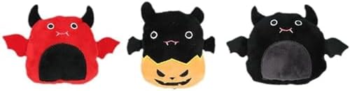 3-Pack Halloween Catnip Plush Toys Set - Devil, Bat, and Pumpkin Designs with Crinkle Paper for Interactive Play, Perfect Halloween Cat Toys by Haourlife