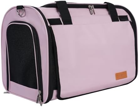 TWDEPART Cat Carrier Backpack - Multifunctional, Firm & Foldable with Roll-Up Shade, Breathable Design Includes Collapsible Bowl and Cushion (Pink) by TINWEI