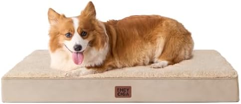 EHEYCIGA Orthopedic Dog Bed Large with Removable Washable Cover, 35IN Khaki by EHEYCIGA