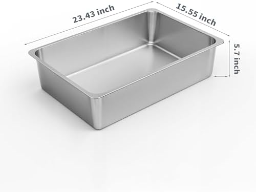 Kirecoo XL Stainless Steel Cat Litter Box High Sided, Non-Stick - Image 2