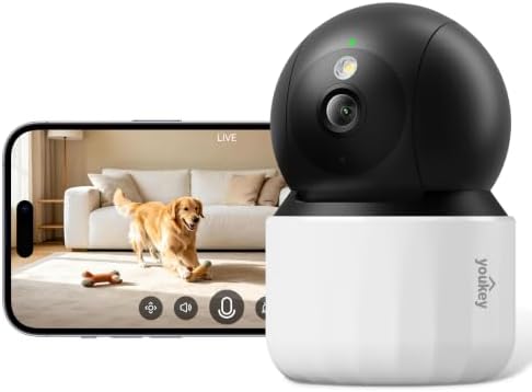 youkey 2K Indoor Secuirty Camera, 360° View Baby Monitor, Pet/Dog Camera by youkey