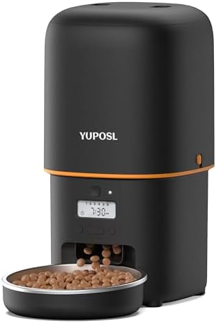 Automatic Cat Feeder, 4L Cat Food Dispenser with Anti-Jam Design, Over 180-day Battery Life, 1-6 Meals Per Day with Stainless Steel Cat Bowl, Keep Dry Food Fresh, Timed Pet Feeder Also for Small Dog by Yuposl