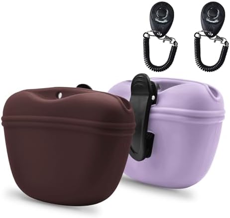 AUDWUD Silicone Dog Treat Pouch with Clicker Magnetic Closure Secure Clip by AUDWUD