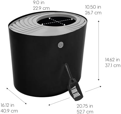 IRIS USA Large Top Entry Cat Litter Box, Hooded Privacy, Black/Gray - Image 2