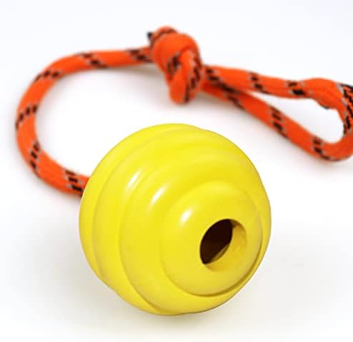 K9 Training Ball with Rope, Exercise and Reward Toy for Dogs - Indestructible Dog Toy Ball with Handle for Training Pull, Throw, Tug - Belgian Malinois Gifts (Yellow) - Image 3