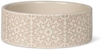 Fringe Studio Sevilla Tile Sand Small Ceramic Imprinted Pet Bowl (5" Diameter x 1.75" H, 12 fl.oz.), PetShop Collection (785SM001) by FringeStudio