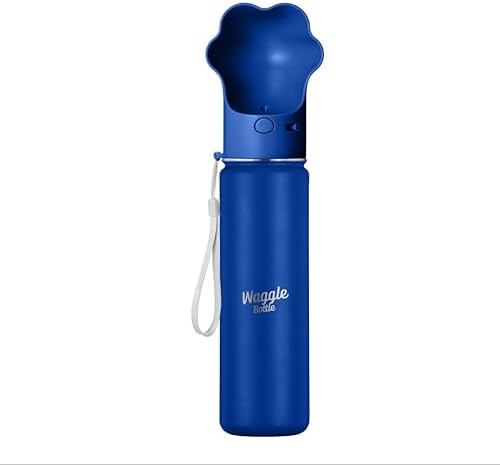 Stainless Steel Dog Travel Water Bottle, Vacuum Insulated Portable Dog Water Dispenser, Large Bottle with Drink Cup On The Go, Outdoor Walking, Hiking, Travel (Cobalt, 22oz) by WaggleBottle