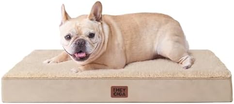 EHEYCIGA Orthopedic Dog Bed with Removable Washable Cover, Khaki, 30IN by EHEYCIGA