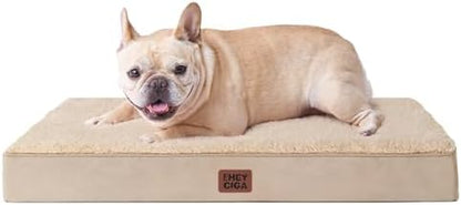 EHEYCIGA Orthopedic Dog Bed with Removable Washable Cover, Khaki, 30IN by EHEYCIGA