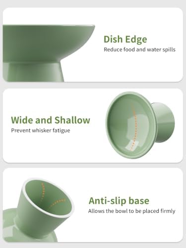 LoeJan Elevated Cat Food and Water Bowls Set, Extra Wide and Raised Ceramic Bowls, Anti-Vomit Whisker-Free Pressure Cat Feeder for Kittens to Adult Cats and Small Dogs - Image 4