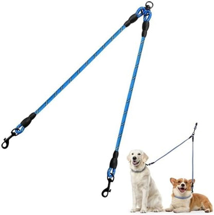 Taglory Double Dog Leash Coupler for Two Dogs, 1/3" Lightweight Dual Leash Extension for Small and Medium Dogs, No Tangle 360° Swivel, Reflective Rope, 30 Inch, Blue by Taglory