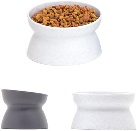 Kitty City Elevated Cat Bowls (Set of 2), Whisker-Friendly Raised Cat Food & Water Dishes, Modern Pedestal Design, Dishwasher Safe, 10.8 oz Each – White & Gray - Image 5
