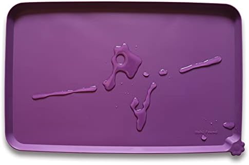 Hoki Found Waterproof Pet Feeding Mats with High Lips, Multiple Size and Colors for Dogs, Cats & Others -Eggplant by Hoki+Found
