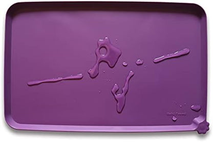 Hoki Found Waterproof Pet Feeding Mats with High Lips, Multiple Size and Colors for Dogs, Cats & Others -Eggplant by Hoki+Found