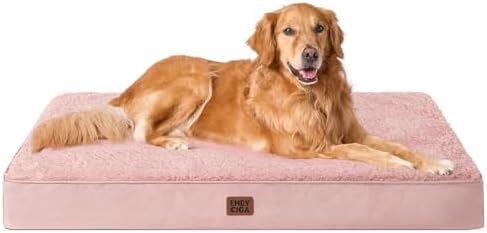 EHEYCIGA Orthopedic Dog Bed Large with Removable Washable Cover, 44IN Pink by EHEYCIGA