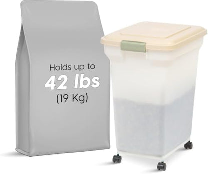 IRIS USA Dog Food Storage Container, Up to 42 lbs, Almond, Made in USA - Image 4