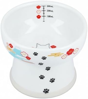 Necoichi Ceramic Elevated Cat Water Bowl, Whisker-Friendly (Fuji, Extra Tall) by NECOICHI