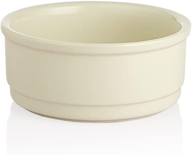 Sweejar Ceramic Dog Bowls, Dog Food Dish for Small Dogs and Cat, Heavy Duty Porcelain Pet Bowl for Canned Food and Water 17 Fl Oz（White）