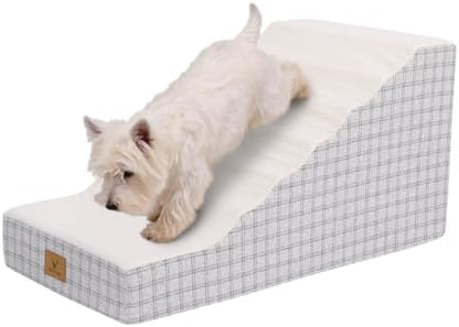 Pets Ramp for High Beds, Small Dogs & Senior Cats - Non-Slip Texture & Machine Washable Cover - Supportive Foam for Joint Comfort, Easy Climb for Couch, Sofa, Furniture (Beige) by CozyTails