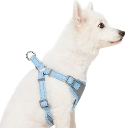 Blueberry Pet Pastel Colored Reflective Dog Harness with Seatbelt Clip – Adjustable No-Pull Pet Vest for Walking and Car Safety, Large Size in Baby Blue - Image 3
