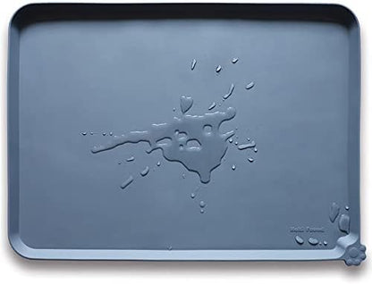 Hoki Found XX-Large Silicone Pet Feeding Mats - Non Slip Cat Dog Bowl Mats - Waterproof, Gray (28'' x 26'') by Hoki+Found