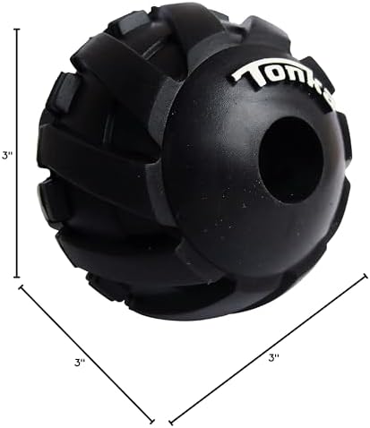 Tonka Mega Tread Ball Treat Holder Dog Toy, Lightweight, Durable and Water Resistant, 3 Inches, for Small/Medium/Large Breeds, Single Unit, Black - Image 5