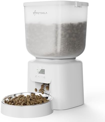 Automatic Cat Feeder, 5L/21Cups Timed Cat Dry Food Dispenser with Dual Power Supply, Programmable Portion Control, Auto Pet Feeder for Cats and Dogs by APDAPETDOLA