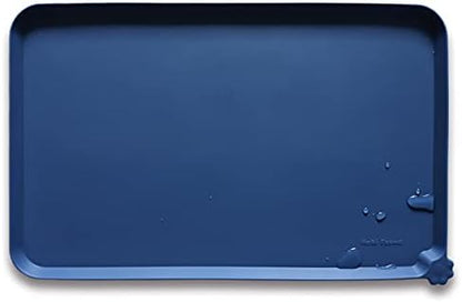 Hoki Found Silicone Pet Food Mats - Non Slip Dog Cat Bowl Placemats - Waterproof Dog Cat Food Mats - Suitable for Carpet - Indigo Ink by Hoki+Found