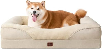 EHEYCIGA Orthopedic Dog Bed for Large Dog, Memory Foam Dog Couch, Beige by EHEYCIGA