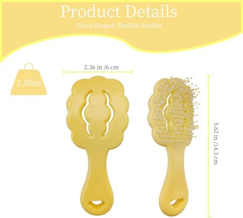 Cloud-Shaped Soft Bristle Small Dog Brush, Puppy Essentials (Yellow) - Image 2