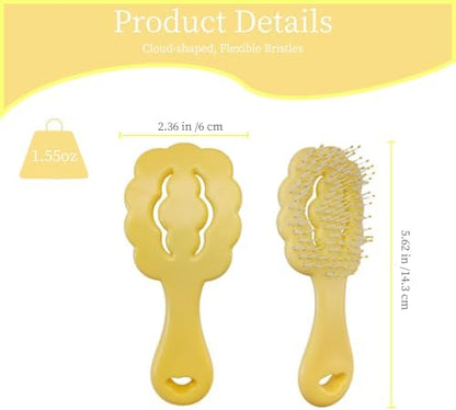 Cloud-Shaped Soft Bristle Small Dog Brush, Puppy Essentials (Yellow) - Image 2