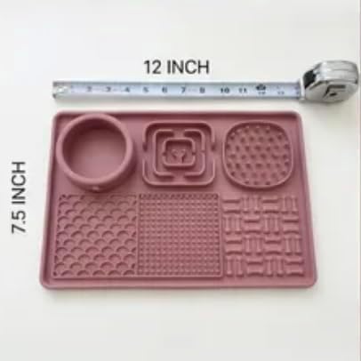 Silicone Dog & Cat Lick Mat with Strong Suction Cups – Anxiety Relief, Slow Feeder, Enrichment Toy for Bath & Grooming (Pink)