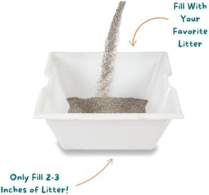 Good Pet Stuff, Litter Box Liner Tray for The Courtyard Hidden Litter Box Planter, Reusable Litter Tray, Easy to Clean, Odorless, Sustainable, Durable, Square, White Litter Box Liner - Image 4