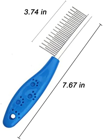 Long Hair Dog or Cat Comb Grooming with Short and Long Teeth Dematting Knots Tangles Remover Combs Detangler Tool Suitable for Dogs Cats Poodle HorseStainless Steel Pin - Image 2