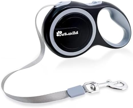 OUTnWILD Retractable Dog Leash - Retractable Dog Leash 16ft for Small/Medium Breeds/Pets Up to 44lbs. 360° Tangle Free Design with One Touch Quick-Lock Braking System&Anti-Slip Handle. (Black, M) by OUT+%27N+WILD