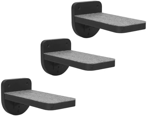 ESPETS Set of 3 Black Cat Wall Climbing Steps, Wall Mount Floating Shelves by ESPETS