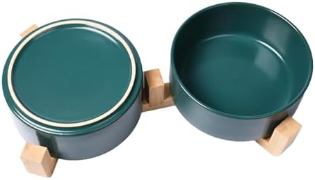 Elevated Ceramic Cat Bowl, Dog Bowl, 400 ml/13.5 oz Pet Food Bowls with Wood Stand Anti-Slip Design for Cat Dog - Image 5