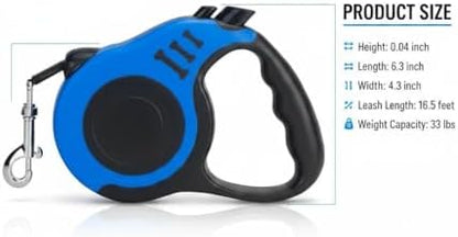 Retractable Dog Leash Features a Durable 16.5 ft (5 m) Tape for Pets up to 33 lbs, with a Smooth one-Button Brake and Lock System and an Ergonomic, Anti-Slip Handle for Safe, Controlled Walks - Image 2