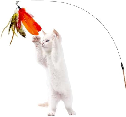Cat Feather Worm Toy Refills, 20 Pieces Cat Toys Wand Replacement Attachments Assorted Worm Feather Toy for Indoor Cats - Image 5