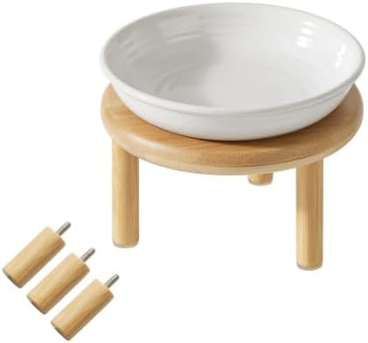 Havniva Elevated Cat Bowls, Ceramic Cat Bowl with Bamboo Stand Wide Opening by Havniva