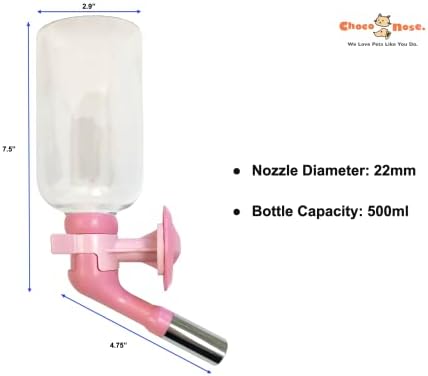 Choco Nose No-Drip Water Bottle for Large Dogs (Over 50 lb) – Leak-Proof Patented 22mm Nozzle Helps Prevent Mess & Spills, BPA Free Cage & Crate Mount Feeder for Kennels, 16.9 fl oz (C570) - Image 2