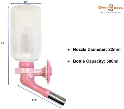 Choco Nose No-Drip Water Bottle for Large Dogs (Over 50 lb) – Leak-Proof Patented 22mm Nozzle Helps Prevent Mess & Spills, BPA Free Cage & Crate Mount Feeder for Kennels, 16.9 fl oz (C570) - Image 2