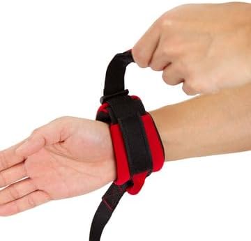 Gooby Neoprene Wrist Band Sport Leash - Red, 6 FT - Comfortable Hands Free Leash with Elastic Band for Small, Medium and Large Dogs
