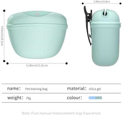 2 Pcs Silicone Dog Treat Pouch,Portable Dog Training Pouch for Treats with Magnetic Closure and Clip,Snacks and Treats to Take Along With Your Dog When Walking(Sky Blue + Light Green) - Image 2
