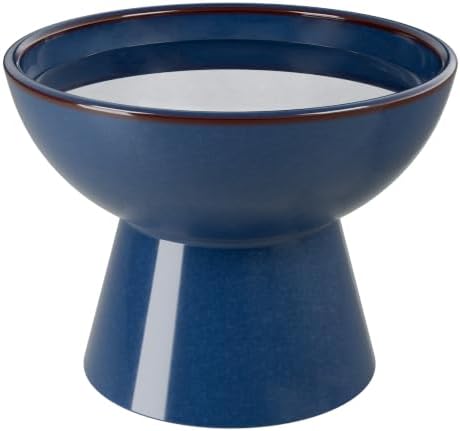 LoeJan Elevated Food and Water Bowls Set, Extra Wide and Raised Ceramic Feeder, Anti-Vomit Whisker-Free Pressure Cat Feeding Bowl for Kittens Adult Cats Small Dogs by LoeJan