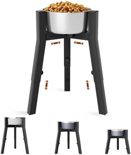 Dog Bowl Stand for Large Dogs, Adjustable Width & Height, Tall Elevated Dog Food Water, Bowl Not Included by TIDANT