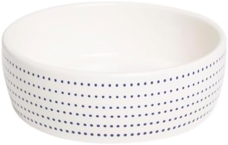 Pearhead Ceramic Cat Bowl, Holds 12 oz, Blue Dots by Pearhead