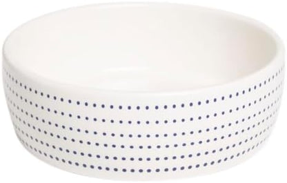Pearhead Ceramic Cat Bowl, Holds 12 oz, Blue Dots by Pearhead