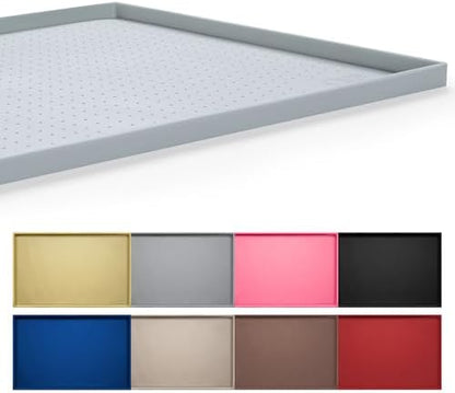 Hubulk Dog Feeding Mat,100% Waterproof Food Grade Silicone Pet Food and Water Bowl Placemat,Dishwasher, High Raised Edge to Prevent Spills,Nonslip Tray to Stop Messes on Floor（19"x12"x0.5", Mist） by Hubulk