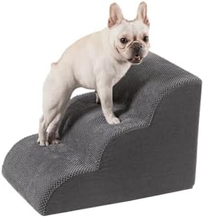 Pet Stairs for High Beds Small & Large Dogs & Cats – High-Density Foam Steps with Removable, Machine-Washable Cover – Lightweight, Portable Dog and Cat Staircase for Beds, Couches, and Sofas, 3 Tier by SweetHomeCollection